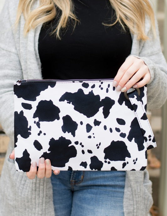 Women's Oversized Cow Print Clutch Bag