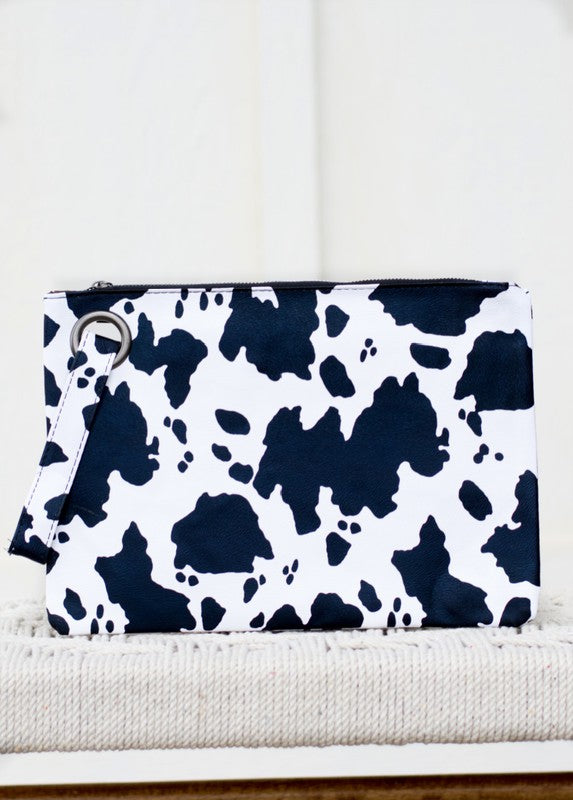 Women's Oversized Cow Print Clutch Bag