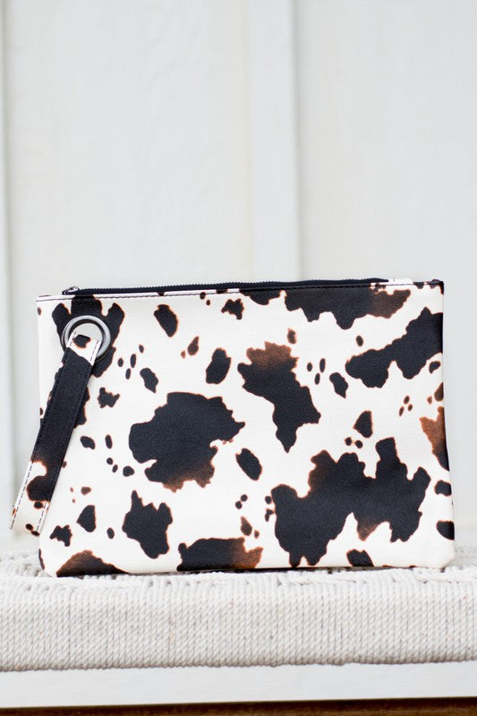 Women's Oversized Cow Print Clutch Bag