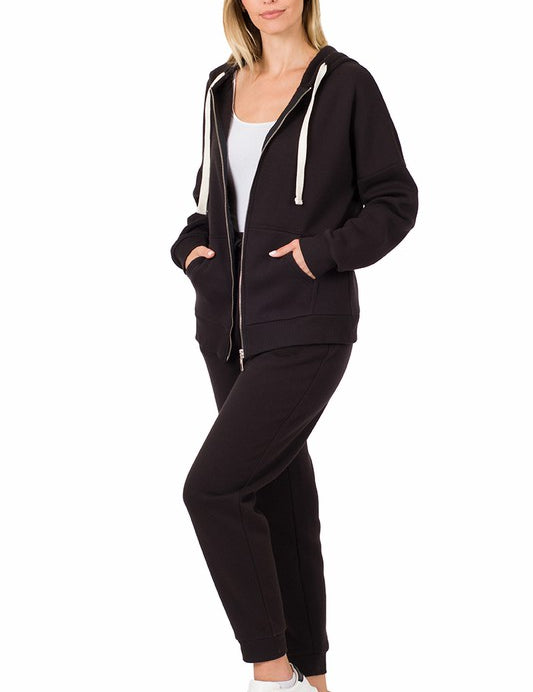 Zipper Hoodie Sweat Jacket & Sweat Pants Set