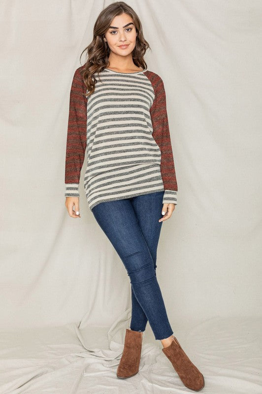 Women's Two Tone Terry Stripe Tunic