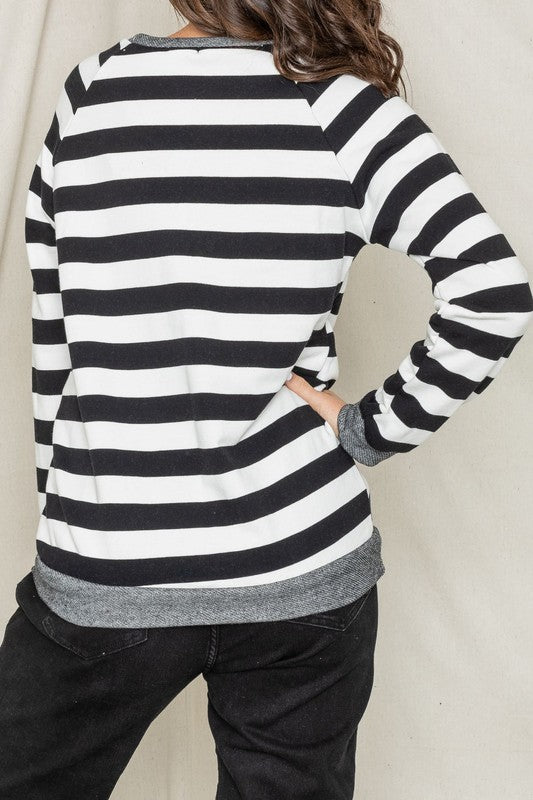 Women's Terry Stripe V-Stitch Tunic