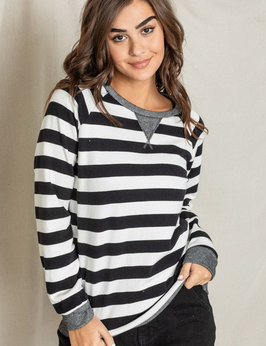 Women's Terry Stripe V-Stitch Tunic