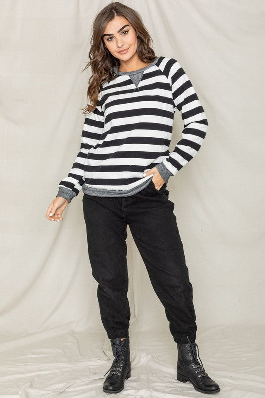 Women's Terry Stripe V-Stitch Tunic