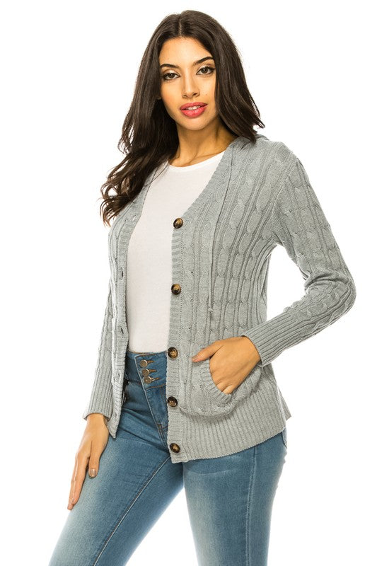 Women's Casual Open Front Knit Cardigan with Pockets