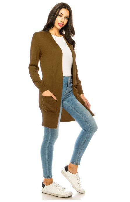 Women's Casual Long Sleeve Knit Cardigan with Pockets