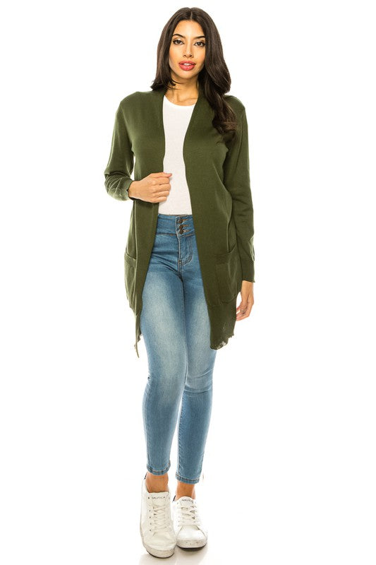 Women's Casual Long Sleeve Knit Cardigan with Pockets