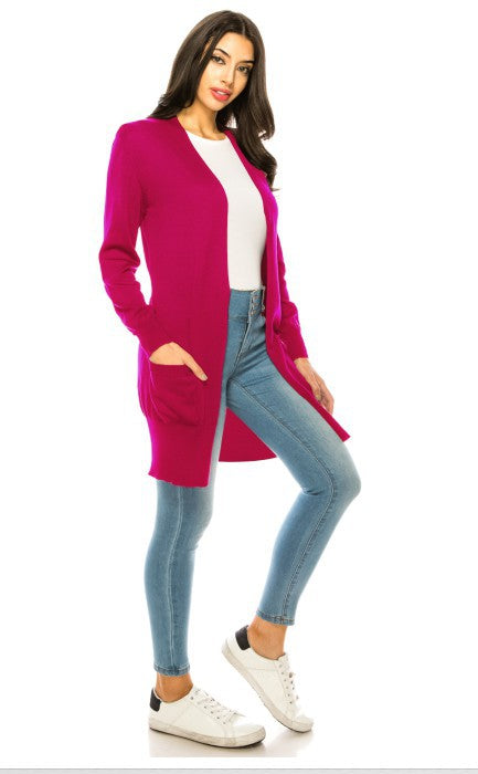 Women's Casual Long Sleeve Knit Cardigan with Pockets