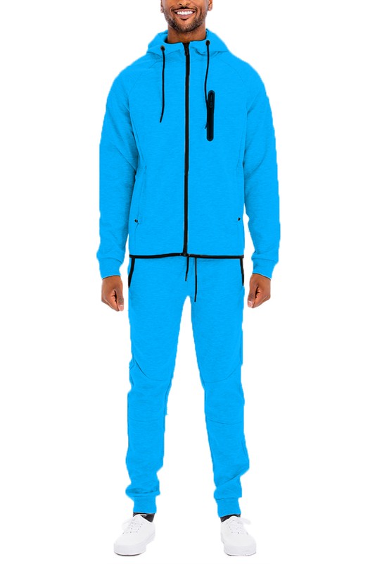 Men's Full Zip Track Set with Elastic Waist Pants