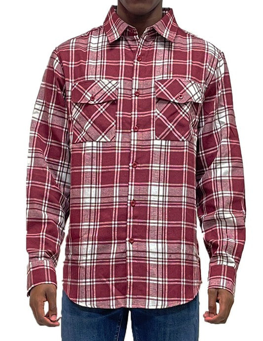 Men's Regular Fit Full Plaid Checkered Flannel Shirt