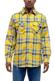 Men's Regular Fit Plaid Flannel Shirt with Chest Pockets