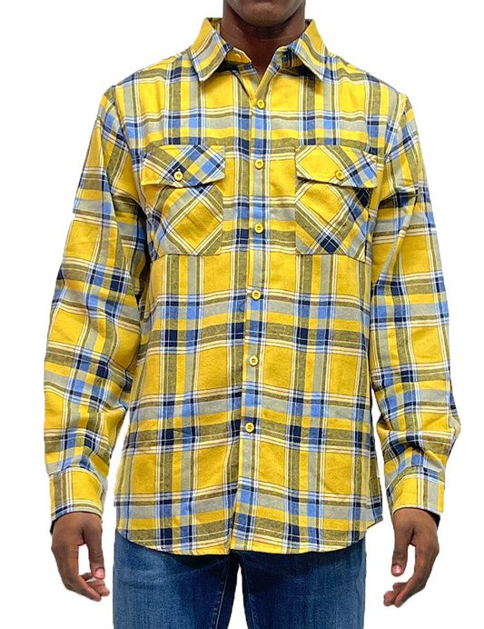 Men's Regular Fit Plaid Flannel Shirt with Chest Pockets