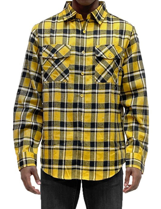 Men's Regular Fit Plaid Flannel Shirt with Chest Pockets