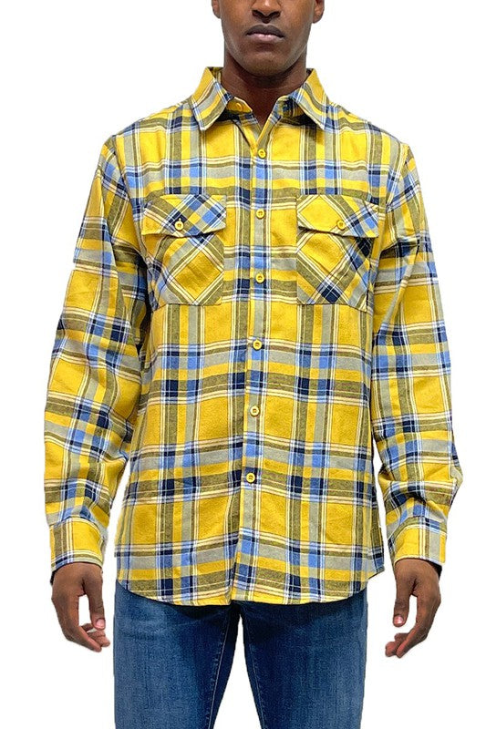 Men's Regular Fit Full Plaid Checkered Flannel Shirt