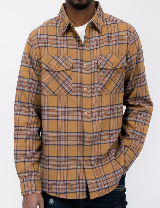 Men's Regular Fit Plaid Flannel Shirt