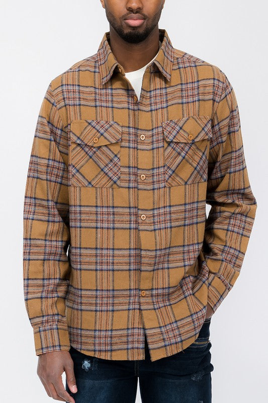 Men's Regular Fit Plaid Flannel Shirt