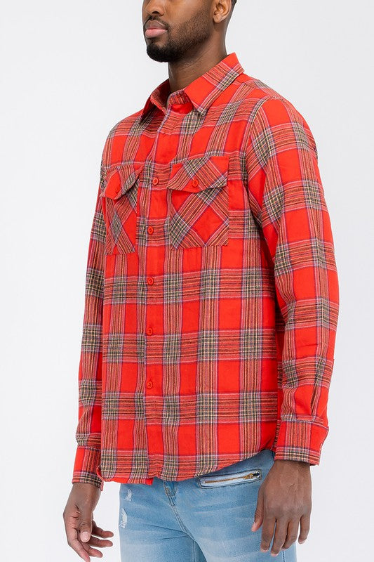 Men's Regular Fit Plaid Flannel Shirt