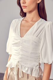 Women's Puff Sleeve Cinched Top