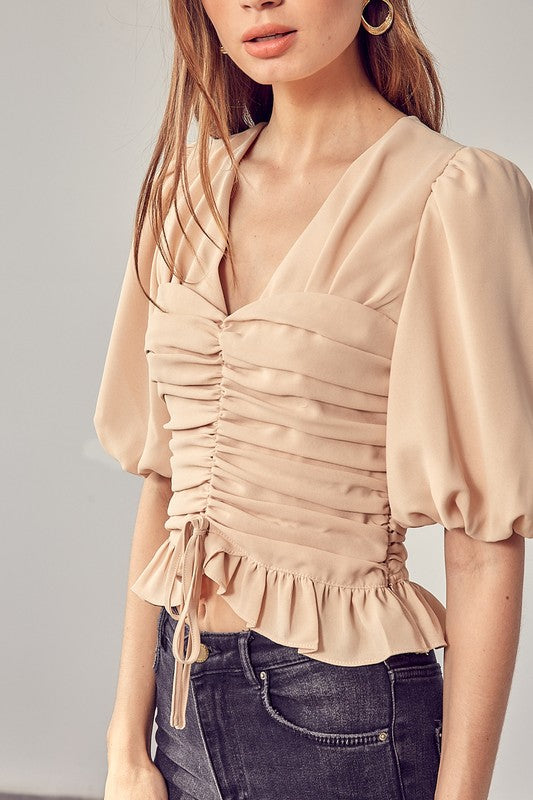 Women's Puff Sleeve Cinched Top