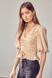 Women's Puff Sleeve Cinched Top