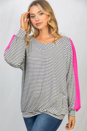 Women's Relaxed Long Sleeve Striped Knit Top