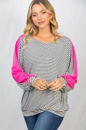 Women's Relaxed Long Sleeve Striped Knit Top