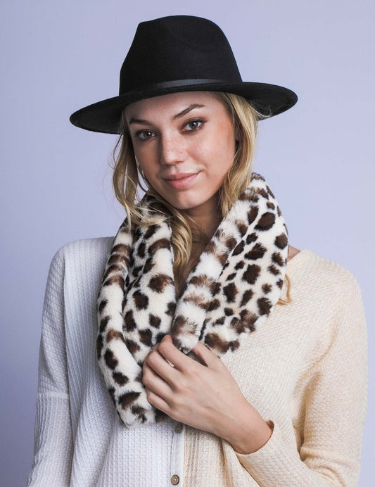 Women's Casual Faux Fur Leopard Print Scarf