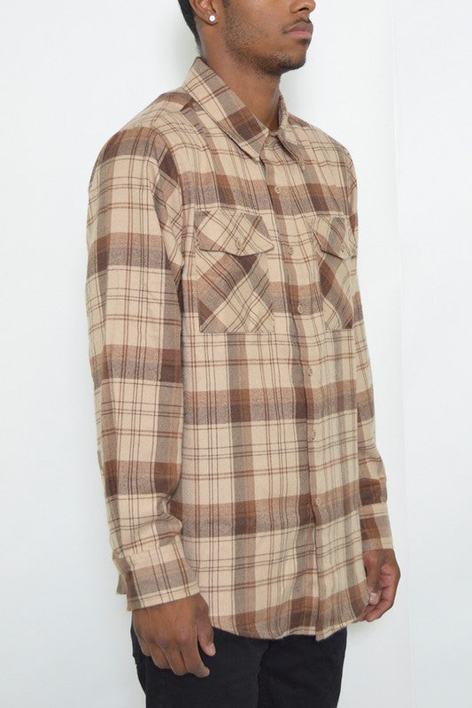 Men's Regular Fit Checker Plaid Flannel Shirt