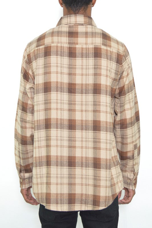 Men's Regular Fit Checker Plaid Flannel Shirt