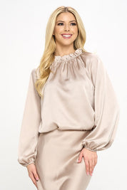 Women's Ruffle Mock Neck Top