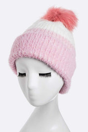 Women's Snug Fit Wool Blend Beanie with Detachable Pom Pom