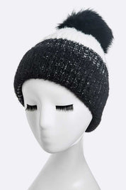 Women's Snug Fit Wool Blend Beanie with Detachable Pom Pom