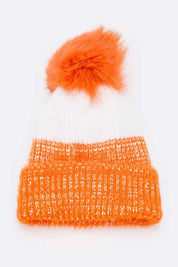 Women's Snug Fit Wool Blend Beanie with Detachable Pom Pom