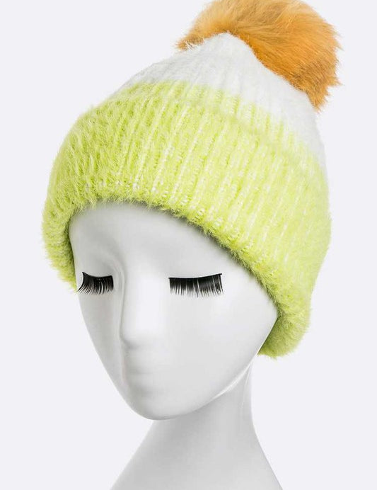 Women's Snug Fit Wool Blend Beanie with Detachable Pom Pom