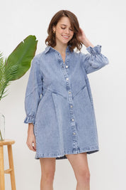 Women's Casual Loose Fit Washed Denim Dress