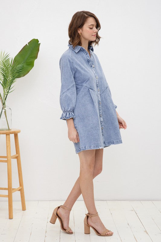 Women's Casual Loose Fit Washed Denim Dress