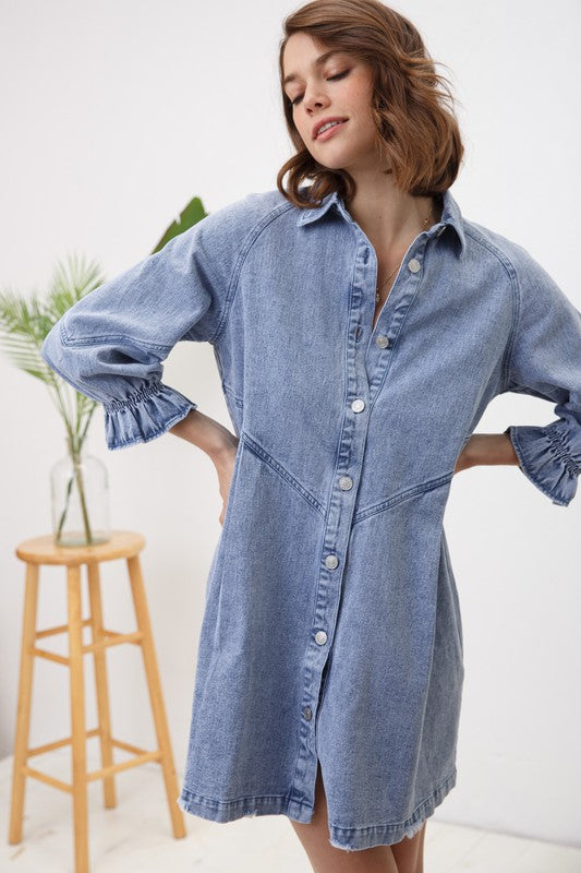 Women's Casual Loose Fit Washed Denim Dress