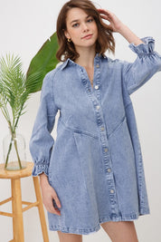 Women's Casual Loose Fit Washed Denim Dress