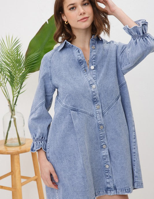 Women's Casual Loose Fit Washed Denim Dress