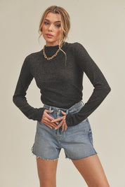 Women's Casual Textured Crew Neck Top