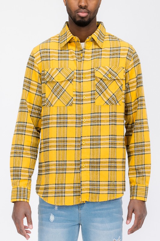 Men's Regular Fit Long Sleeve Plaid Flannel Shirt