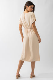 Elastic Shirring Midi Dress