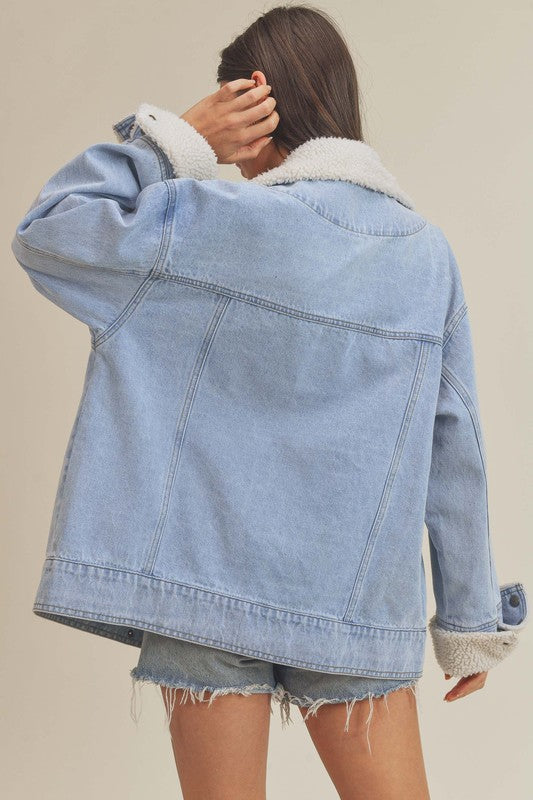 Women's Fluffy Lined Denim Jacket