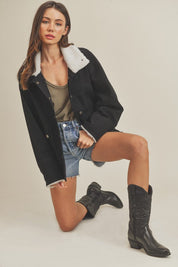 Women's Fluffy Lined Denim Jacket