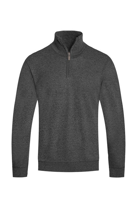 Men's Knit Quarter Zip Sweater with Standard Pockets