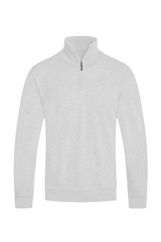 Men's Knit Quarter Zip Sweater with Standard Pockets