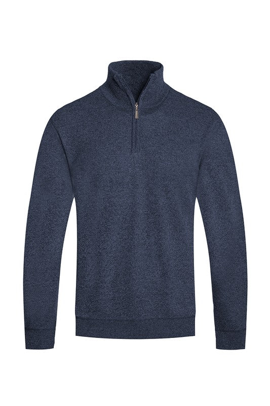 Men's Knit Quarter Zip Sweater with Standard Pockets