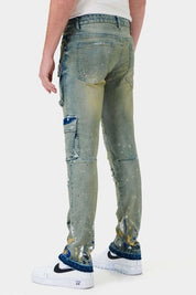 Men's Slim Straight Multi Cargo Denim Pants