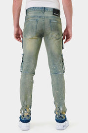 Men's Slim Straight Multi Cargo Denim Pants