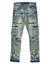 Men's Slim Straight Multi Cargo Denim Pants